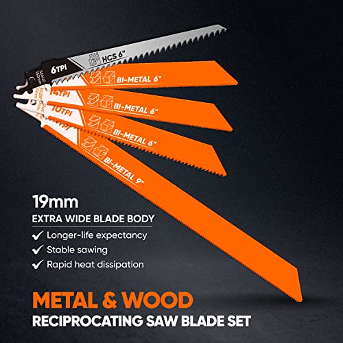 Amoolo Reciprocating Saw Blades Set 15Pcs, Sawzall Blades For Wood And Metal Cutting, Multi-Purpose Pruning Saw Blades Set #TOP3