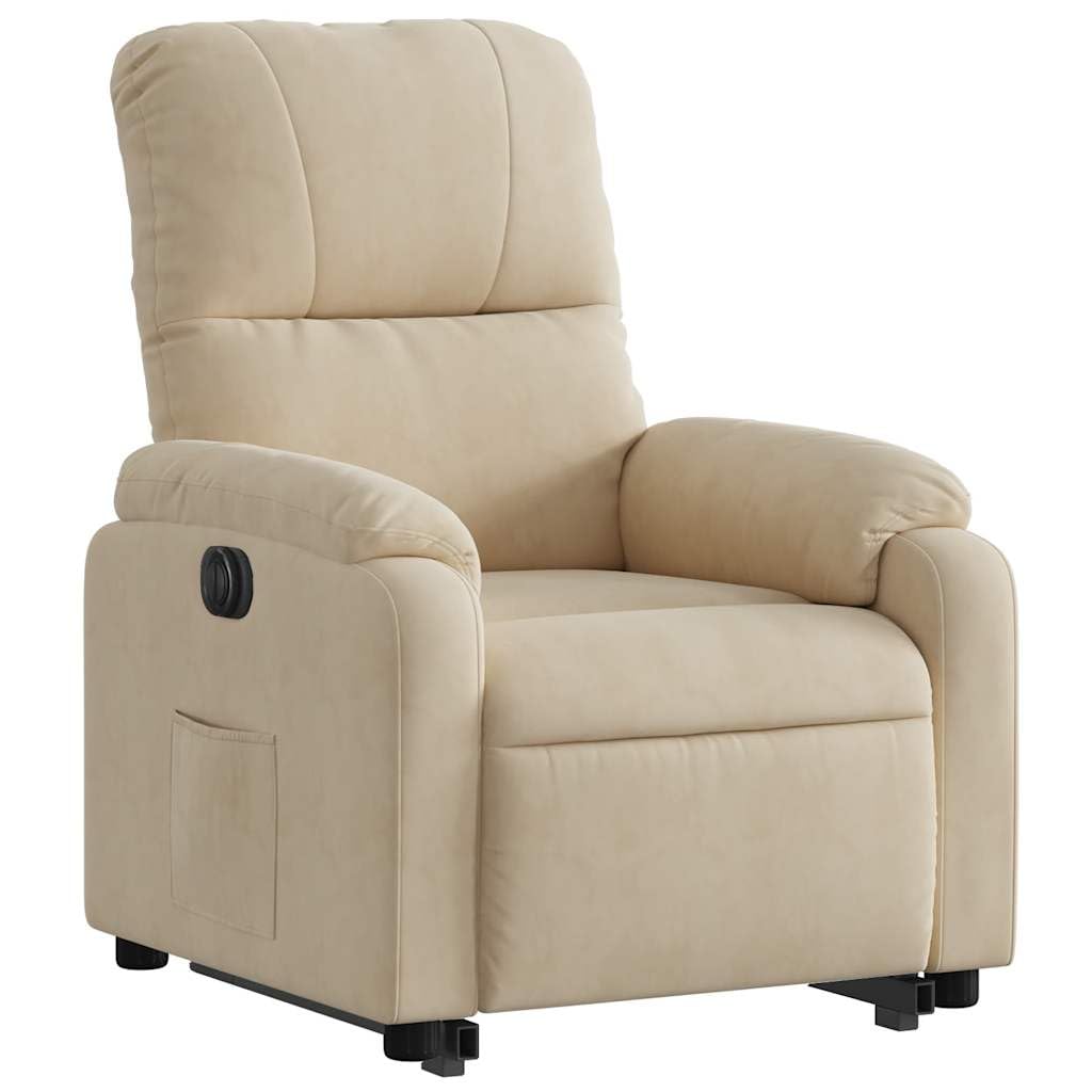 Sillón de relax con ayuda eléctrica para levantarse en tejido de microfibra, respaldo ajustable de 135 grados, bolsillo lateral y para personas de hasta 110 kg