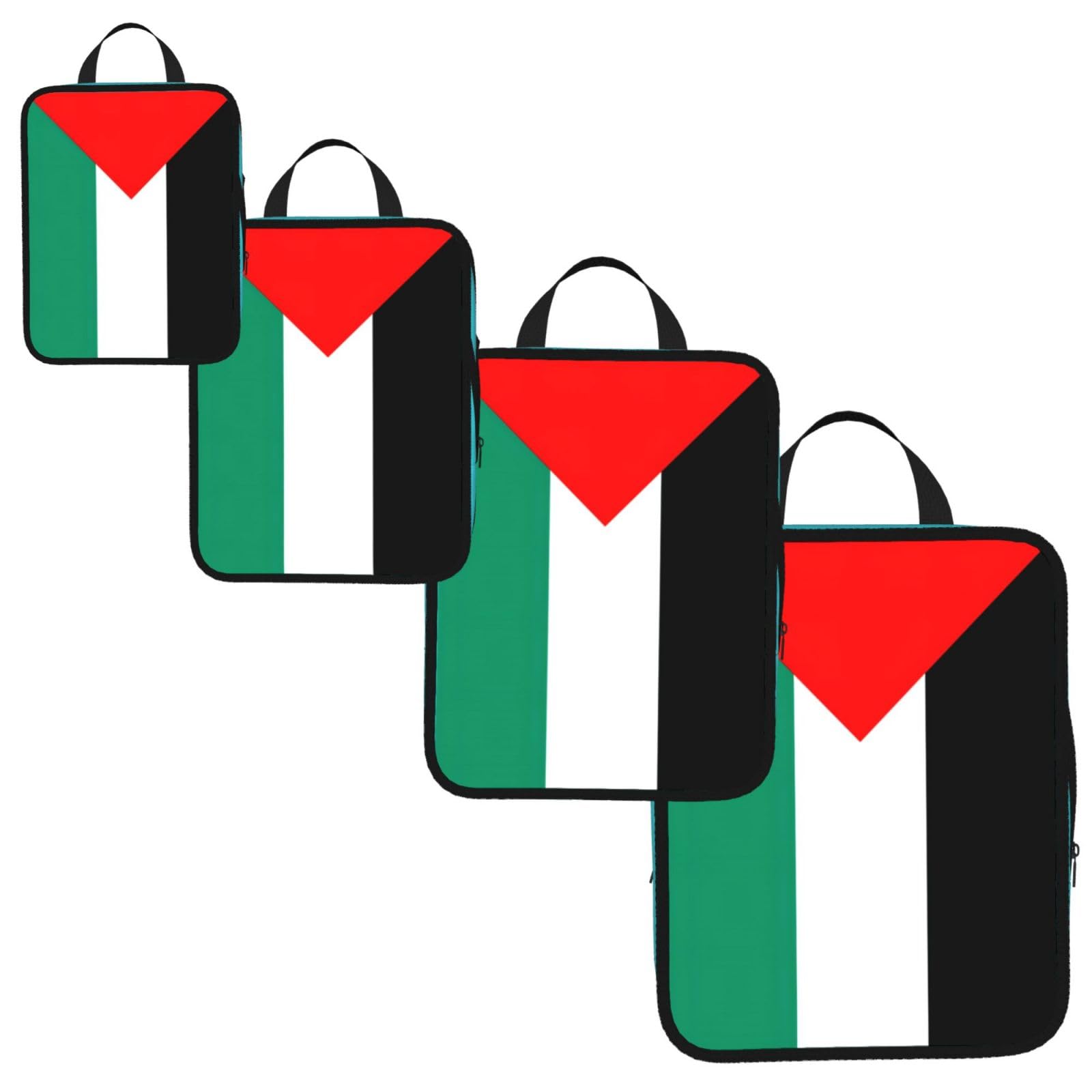 Palestine flag Print 4 Set Compression Packing Cubes for Suitcases,Expandable Storage Bags Organizers