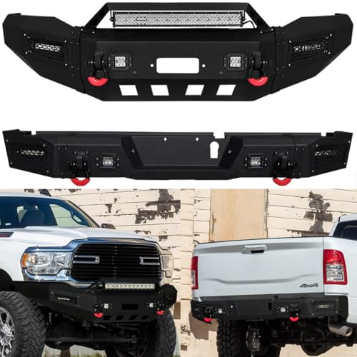 VIJAY Front and Rear Bumper Fits 2019-2026 RAM 2500/3500 with Winch Plate and Lights