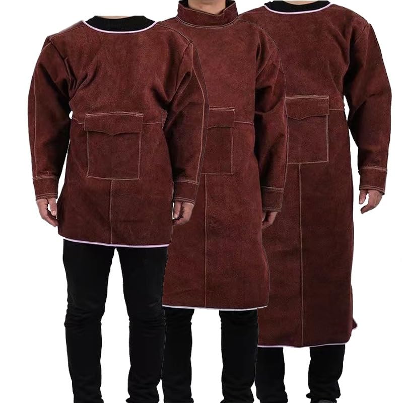 delantal cocina Delantales de piel vaca con mangas, ropa trabajo soldadura, 3 colores