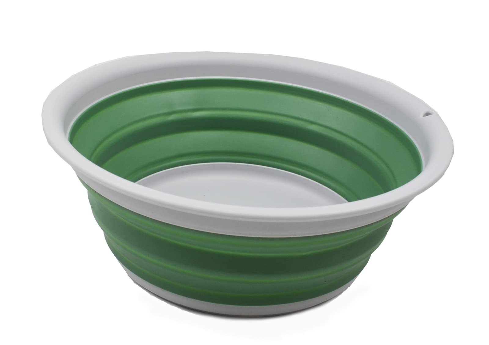 SAMMART5.5L Folding Tub - Foldable Dish Tray - Portable Basin - Space Saving Plastic Bathroom Tub (Grey/Dark Sea Green, 1)