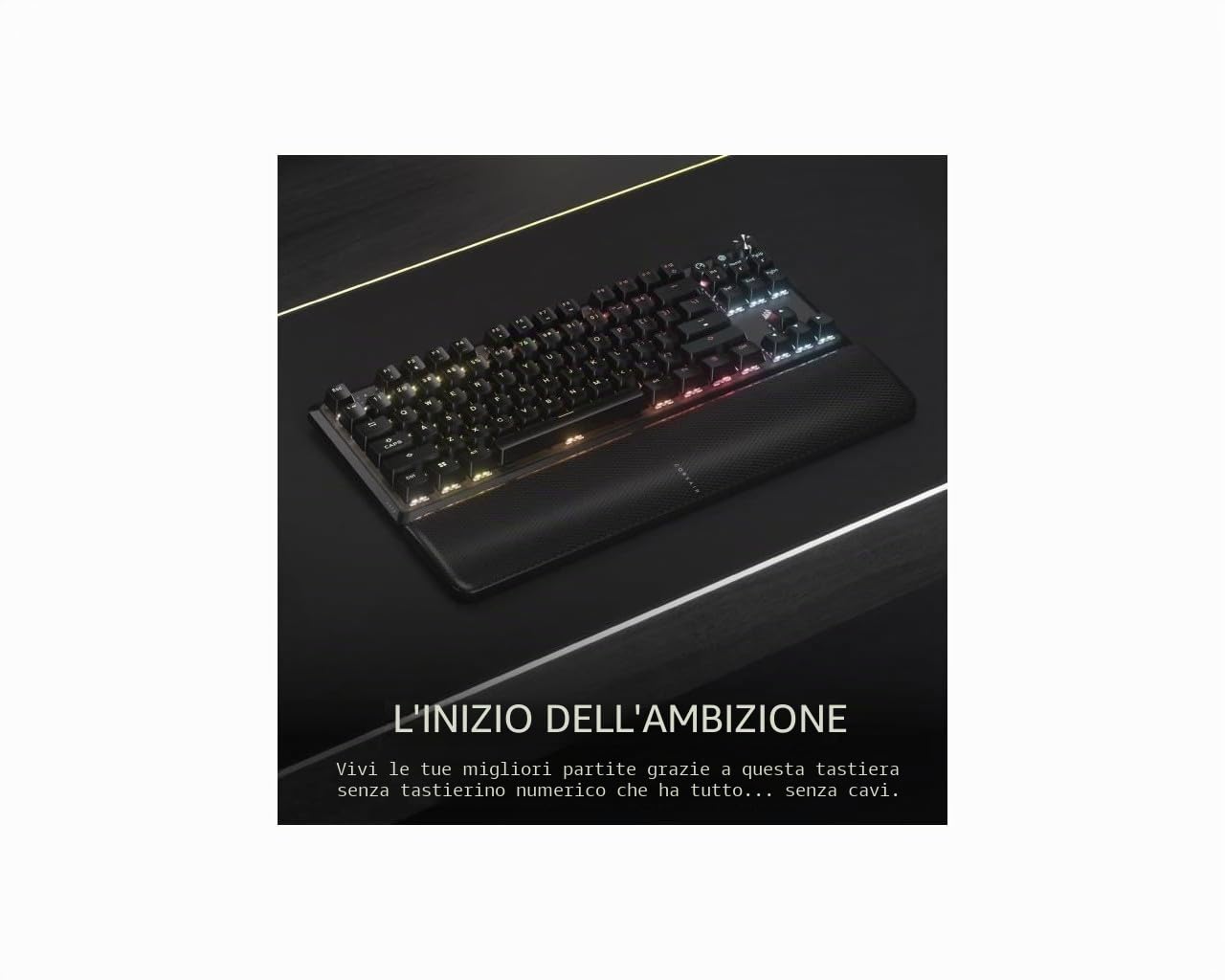 CORSAIR K70 CORE TKL WIRELESS RGB Tastiera da Gioco Meccanica Senza Chiave - Interruttori Lineari CORSAIR MLX Red v2 Pre-Lubrificati, SOCD, Tappi Chiave in ABS, Ammortizzazione del Suone, AZERTY FR -