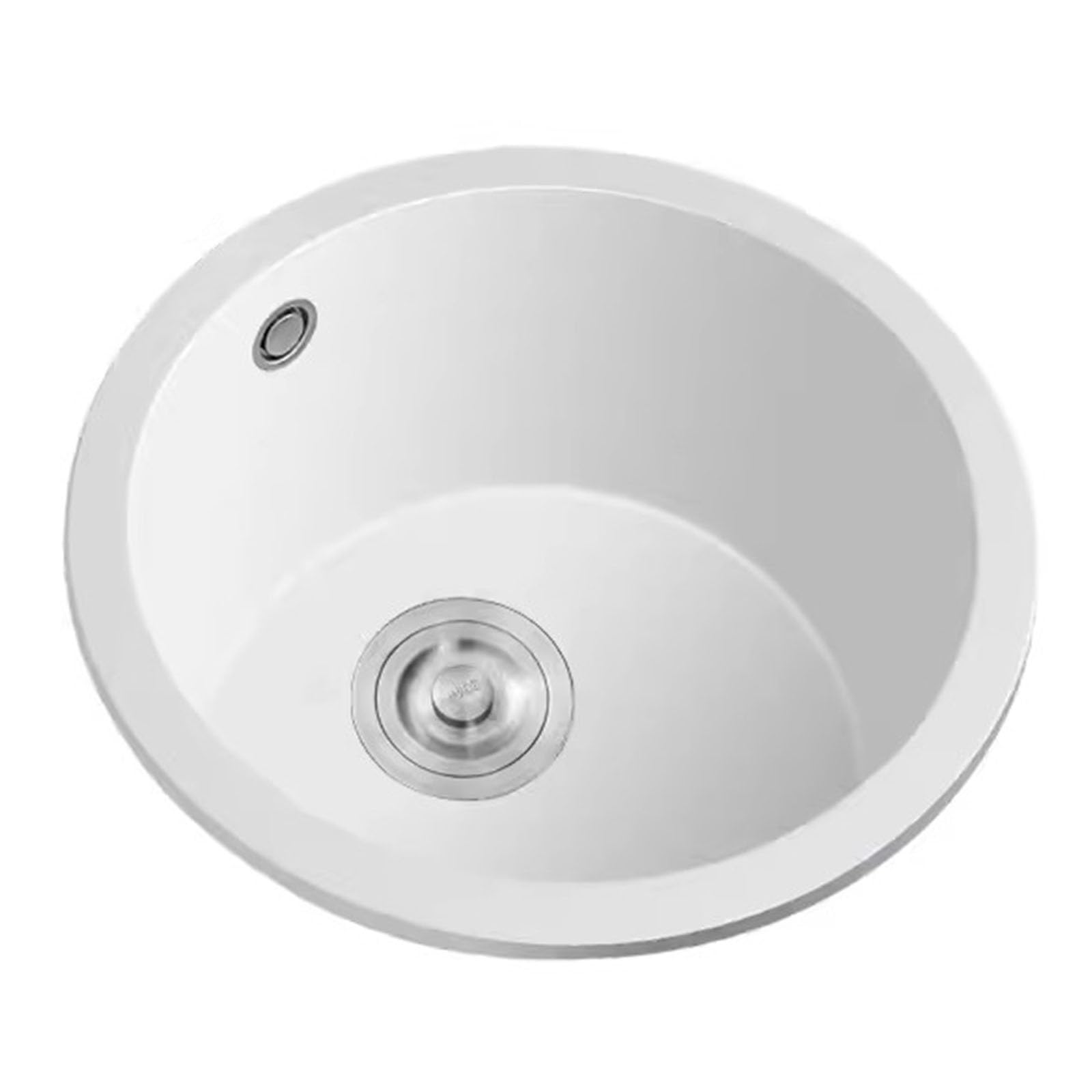 LMYSXAOZ Round Quartz Stone White Kitchen Sink Small Bar for Apartments and Mini Sinks 38CM Washbasin