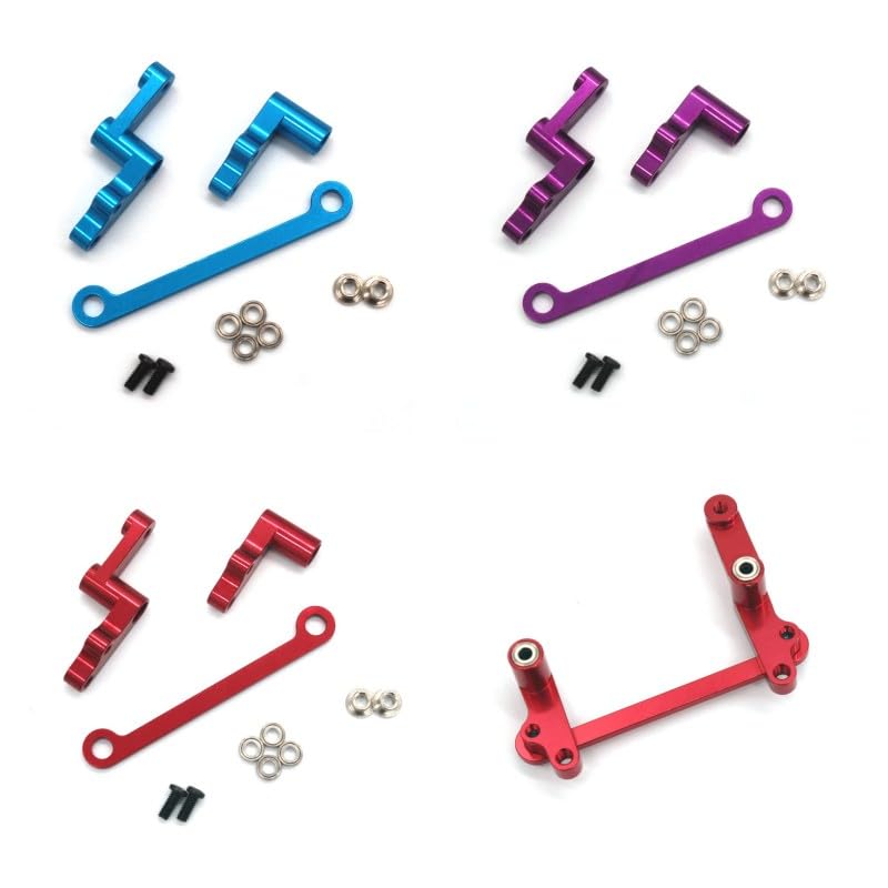 for WLtoys 124008 124010 RC 1/12 Metal Upgrade Parts Steering Assembly Parts for Remote Control Cars(Red)