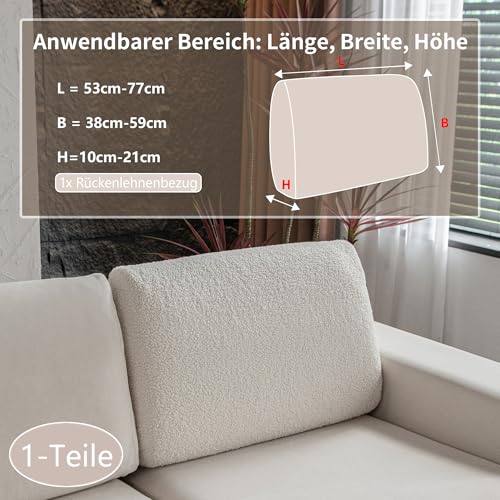 OHSIO Sofa Überzug – Hoch Elastischer, Rutschfester Sitzkissenbezug – Waschbarer, Haustierfreundlicher Sofabezug für Couch, Strapazierfähig(Elfenbein, 1x Rückenlehnenbezug)