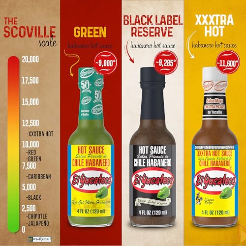 El Yucateco Set 3 Saucen XXXtra-Negra-Verde | 3 × 120 ml | Habanero Extreme