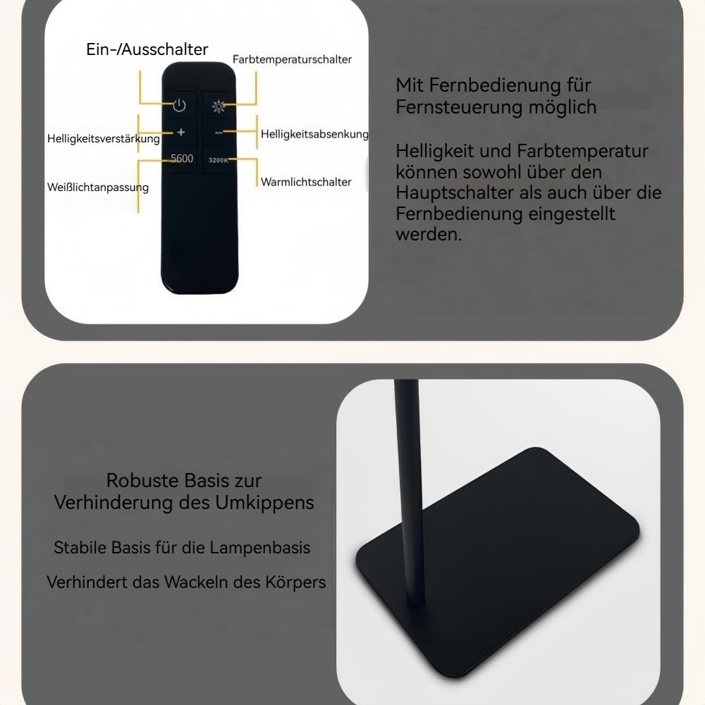 Półksiężyc lampa LED do rzęs, lampa stojąca, ściemniana lampa kosmetyczna, obracana o 360°, z regulacją wysokości, z uchwytem na telefon komórkowy, do przedłużania rzęs, tatuażu, studia