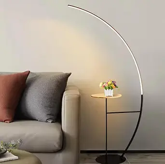 CITRA Gold Black Arc Metal Floor lamp with Table Living Room Standing lamp - Gold