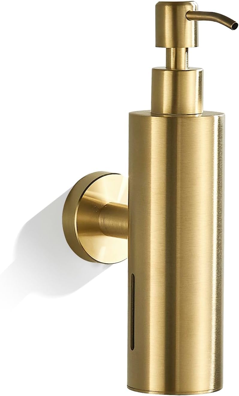 Wall Mounted Soap Dispenser, Wall Soap Dispenser for Bathroom, Wall Soap Pump, Brushed Gold