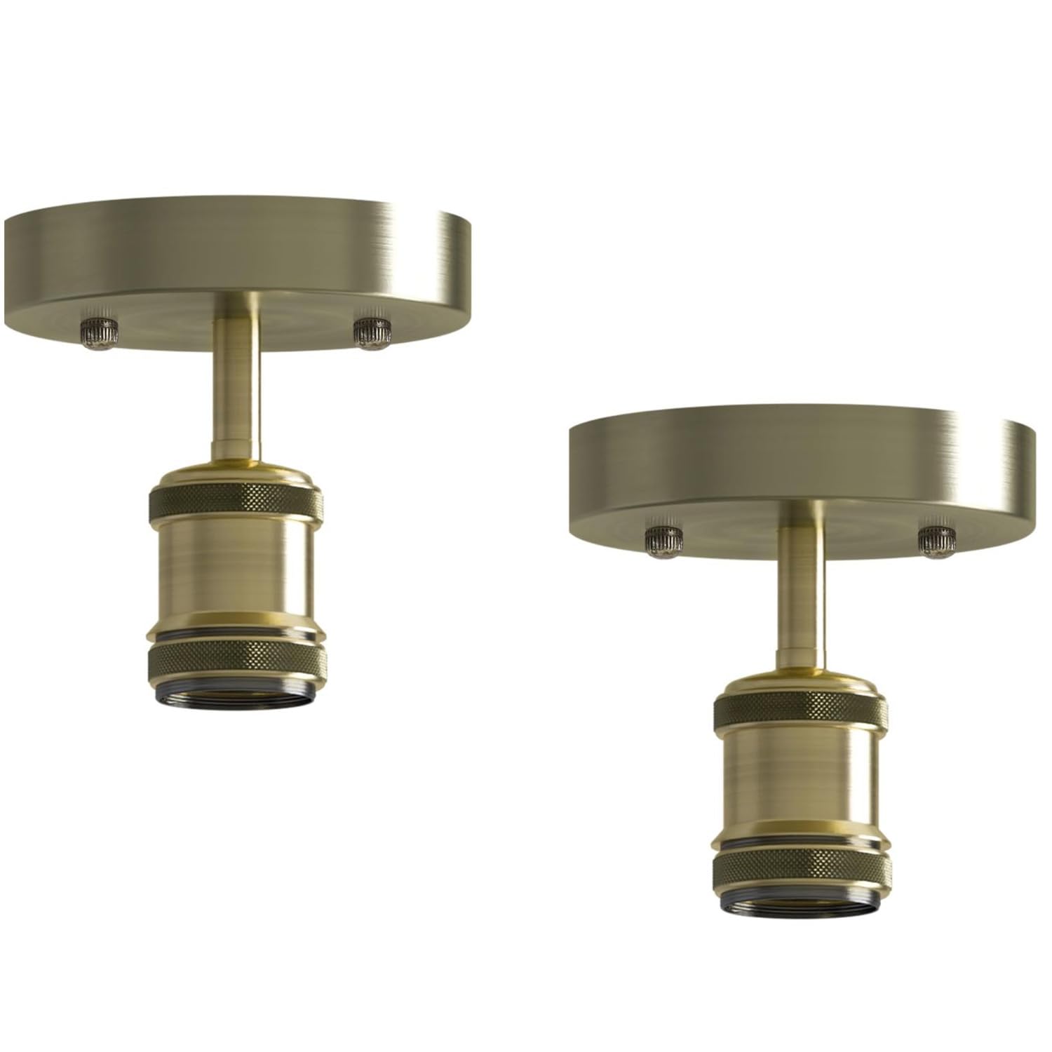 LEDSone 2 Pack Stylish Single Head Ceiling Lamp Retro Flush Mount E27 Lamp Holder Light Fixture for Bedroom Living Room Hallway Vintage Ceiling Lighting with Easy Installation
