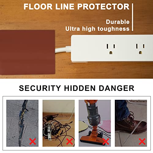 Image of 10Ft Floor Cord Cover Brown Silicone Cable Protector Easy to Install Wire Organizer and Hider for Home, Office, Garage (Brown-3m)