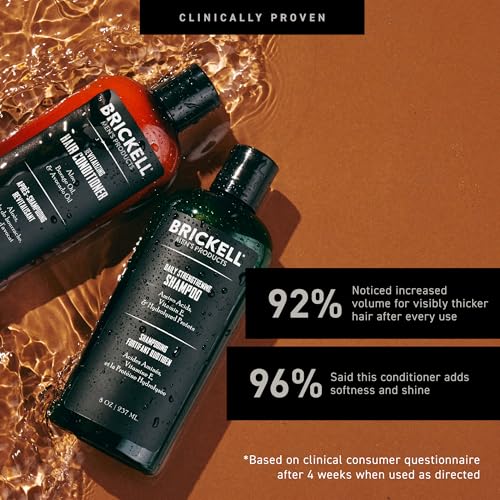 Brickell Men's Daily Revitalizing Hair Care Routine, Shampoo and Conditioner Set For Men, With Pro-Vitamin B5, Aloe, and Tea Tree Oil, Strength and Volume Enhancing Conditioner, Gift Set