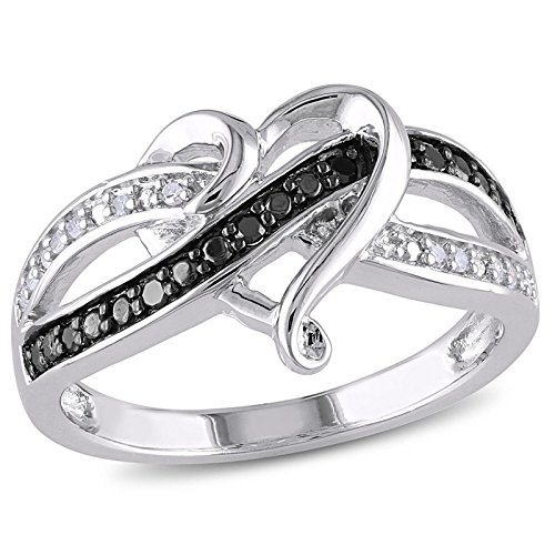 Saengthong Infinity Twist Heart 925 Silver Black Sapphire Fashion Ring Size 6-10 (10)