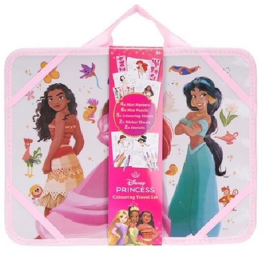 UKToyworld Princess Art Set Girls Jasmine Colouring Kit Kids Sticker Travel Art Case