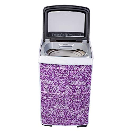 Classic® Top Load Washing Machine Cover Suitable For Whirlpool 360° / Stain Wash Back Panel 6 Kg, 6.5 Kg, 7 Kg, 7.5 Kg (58cmsX58cmsX97cms, Purple Flower)