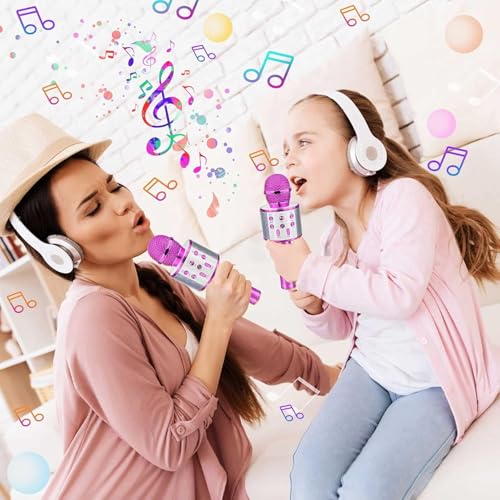 Image of Toys for Girls, Kids Karaoke Microphone Toddler Microphone for Kids with Lights, for Girls, Birthday Party Boys Toy Age 3 4 5 6 7 8+(Light Pink)
