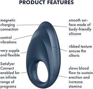 Satisfyer Powerful One Connect App Cock Ring | Anillo de silicona para el pene | Juguetes sexuales para hombres | Impermeable (IPX7) | Anillo vibrador para el pene con efecto de estasis sanguínea