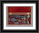 Samuel Colt - 34x28 Black Ornate Framed and Double Matted Art by Museum Prints Titled: Cased Colt Model 1860 Army Percussion Revolver, Serial no. 7569, with Accessories
