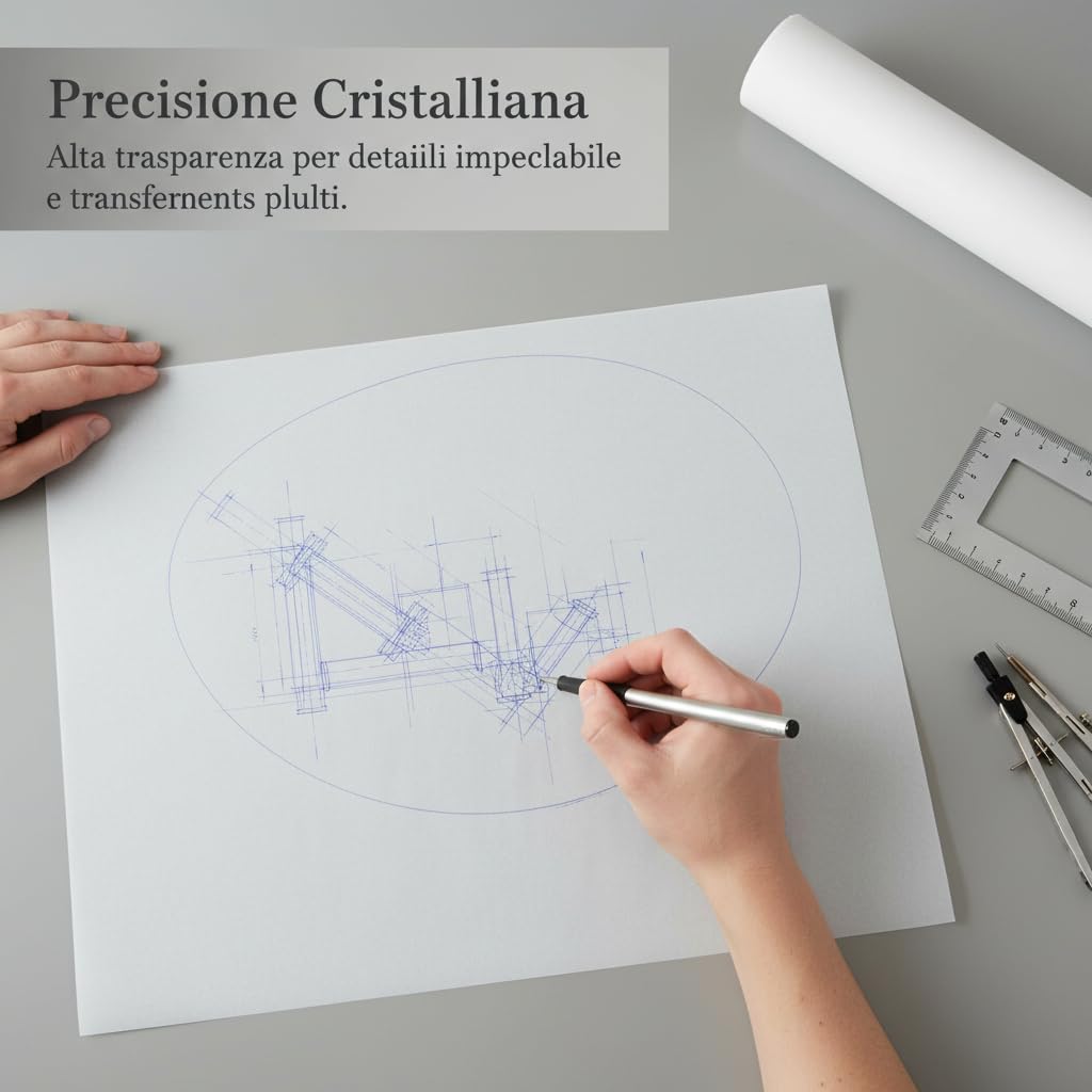 Hellery Carta da Lucido in Rotolo per Bozzetti E Ricalco con Materiale Durevole in Carta Solfatata per Uso Professionale su Tavolo da Disegno atta per, size to 4