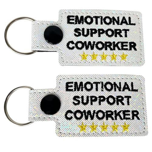 PHAWNGU 2 Pack Coworker Gifts for Women, Work Bestie, Coworker Christmas Gifts Birthday, Emotional Support Coworker Vinyl Keychain Keyring