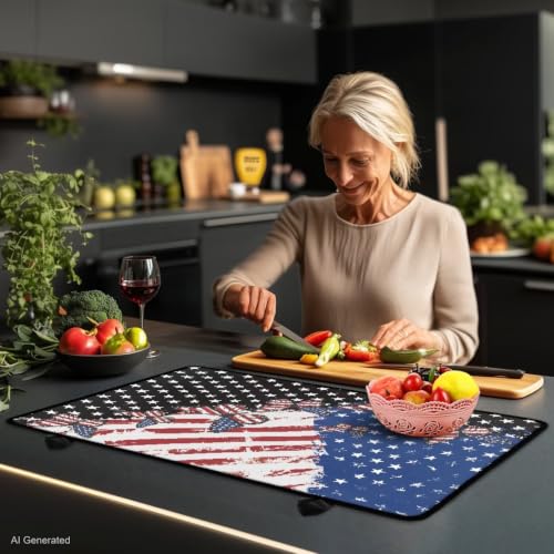 Image of Electric Stove Top Covers Heat Resistant Glass Ceramic Cooktop Cover Mat Multipurpose Kitchen Scratch Resistant Flat Top Stove Cover, 29 x 21 Inch, American Flag Butterfly Print