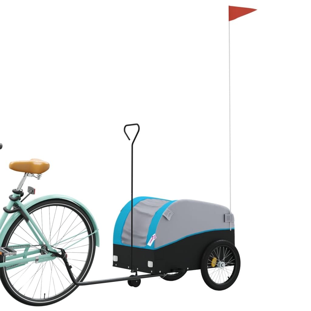 LAPOOH Fahrradanhänger Schwarz und Blau 30 kg Eisen, Fahrrad Anhänger, Lastenanhänger, Handwagen, Fahrrad-lastenanhänger, Lastenfahrrad - 94142
