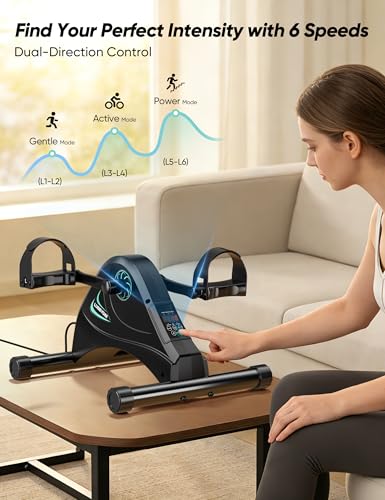 Image of Under Desk Bike Pedal Exerciser for Seniors, LUBBYGIM Mini Exercise Bike for Physical Therapy, Electric Motorized Foot Pedal Machine for Arm and Leg Fitness, 6 Speed Levels