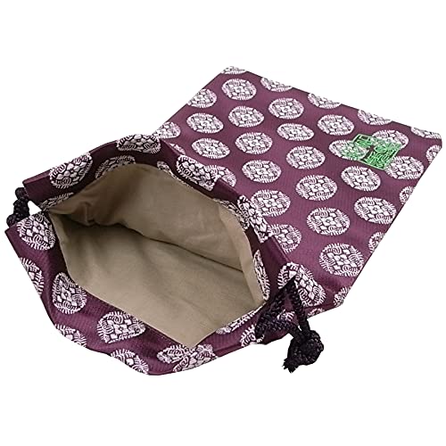 Brocade drawstring bag, lined with Nishijin brocade, 1, size M. (Usumurasakishiromarumon)3