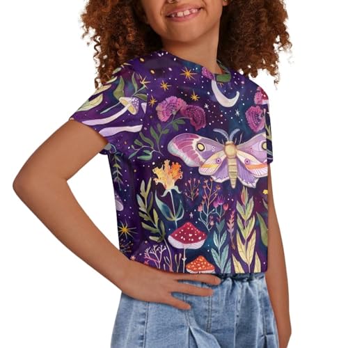 Image of Kids T Shirt Short Sleeve Crop Tops for Girls Summer Clothes Pullover Tees Shirt 5-14