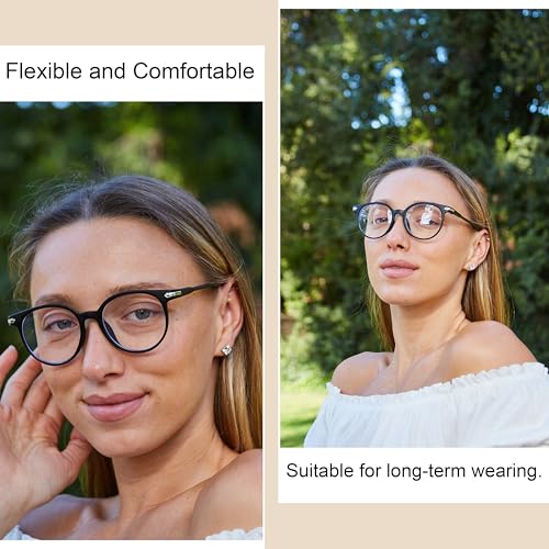 Image of OWL Round Blue Light Blocking Fake Eyeglasses for Women Men - Lightweight Frame, Anti UV400 Rays Protection Eyewear - 2 Pack