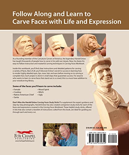 Carving Faces Workbook: Learn to Carve Facial Expressions with the Legendary Harold Enlow (Fox Chapel Publishing) Detailed Lips, Eyes, Noses, and Hair to Add Expressive Life to Your Woodcarvings - Image 2