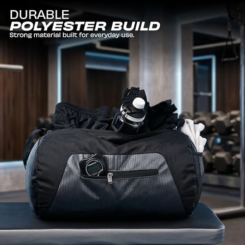Image of Nivia Switch Duffle Bag 18.5L Polyester Gym Bag, Compact Sports Duffle for Men and Women, Lightweight Travel Training Bag, Gym Carry Bag (Black)