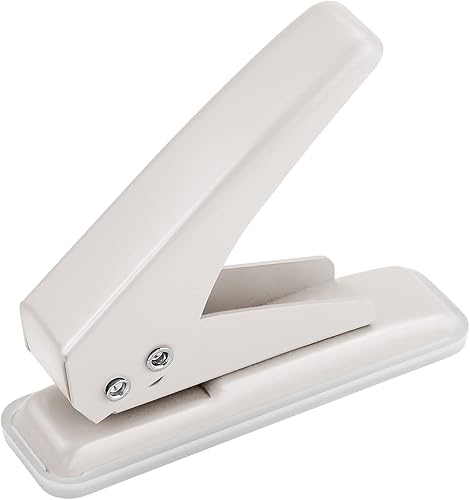 Single Hole Puncher Handheld 1/4 Inches Hole Punch, 20 Sheet Paper Punch Capacity Metal Hole Puncher with Skid-Resistant Base for Paper, Chipboard,