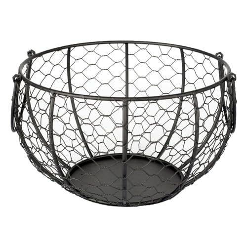 Metal Wire Egg Basket For Collecting Eggs, Chicken Wire Egg Baskets With Handle, Round Handle Egg Basket Vintage Style, Collect & Gathering Basket For Egg,Countertop Egg Basket Holder