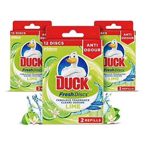 Duck Fresh Disc Refills, Toilet Cleaner, 5-in-1 Odour Eliminator & Rim Block for Limescale & Germs, Lime, 72 ml (3 x 72 ml) Cover