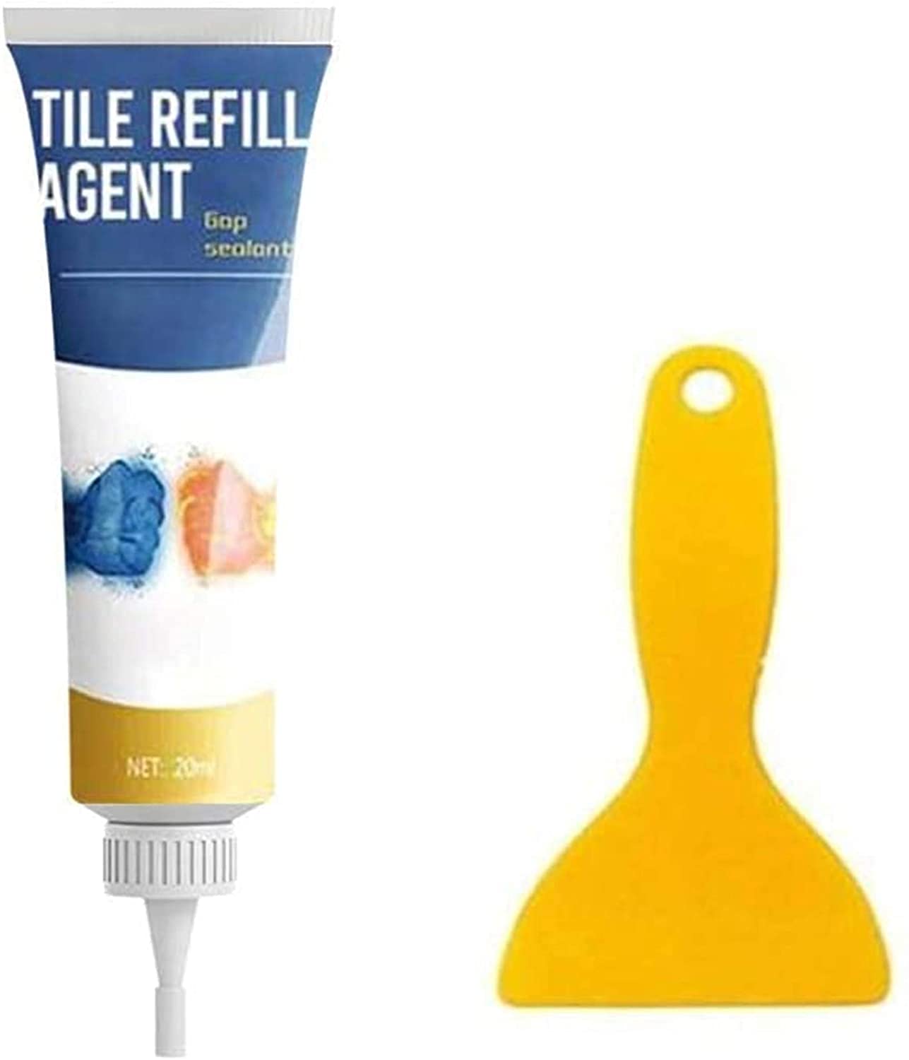 Tile Refill Agent Tile Reform Coating Mold Cleaner Tile Sealer Repair Glue,Tile Marker Repair Wall Pen White Grout Marker,Waterproof Tile Grout Restoring Agent Tile Refill Agent with Scraper (1 Set)