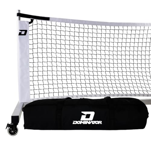 Dominator Standard Portable Pickleball Net - Indoor/Outdoor Regulation Pickleball Net - USAPA Compliant Pickleball Net on Wheels - System Includes Rolling Storage Bag & Locking Wheels
