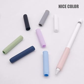 YINVA 4 PCS Grip Holder Compatible with Apple Pencil 1st Generation, Premium Silicone Ergonomic Case Cover Sleeve Accessories Compatible with iPad Pencil 1 Gen (Blue,Navy Blue,Gray,Black)