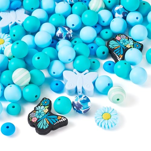 Cuentas focales de silicona de mariposa y flores para abalorios y decoración de fiestas 8