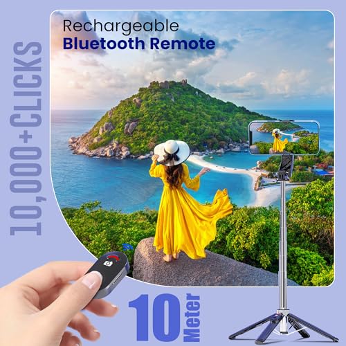 Image of WeCool Quadripod Selfie Stick for Mobile -Extendable Upto 102Cm with 360 Rotational Mobile Holder,Rechargeble Bluetooth Remote, Compatible with GoPro,Phones and Cameras via 1 /4 inch Screw