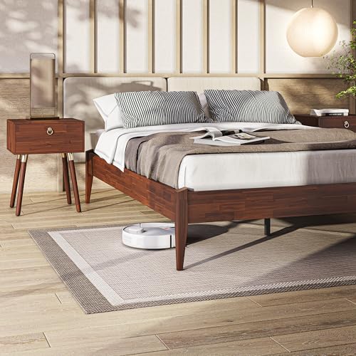 La Mejor Selección de Bases de Cama de Madera los preferidos por los clientes. 46 Bme Dinkee – Plataforma Madera Maciza 38 cm sin cabecera, ensamble japonés, Estilo Moderno Minimalista, Soporte Listones, ensamblaje fácil, sin Box Spring, Color Chocolate,...