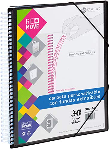 Carchivo 54004006 -Carpeta Remove personalizable de 40 fundas extraíbles, color negro 🔥
