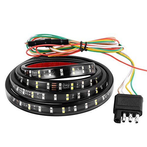 YITAMOTOR 60 inches LED Truck Tailgate Light Bar Strip, 2 Row LED Flexible Strip Running Turn Signal Brake Reverse Tail Light for Pickup Trailer SUV RV VAN Towing Vehicle, Side Bed lights, Red White