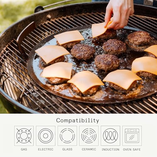 Image of Made In Cookware - Seasoned 17 inch Round Carbon Steel Griddle - Professional Cookware - Crafted in Sweden - Induction Compatible