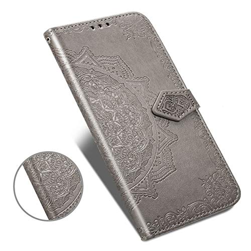 Image of ClickCase Queen Series for iPhone 15 Plus Leather Flower Embossing Wallet Flip case Magnetic Closure Flip Cover for iPhone 15 Plus (Grey)