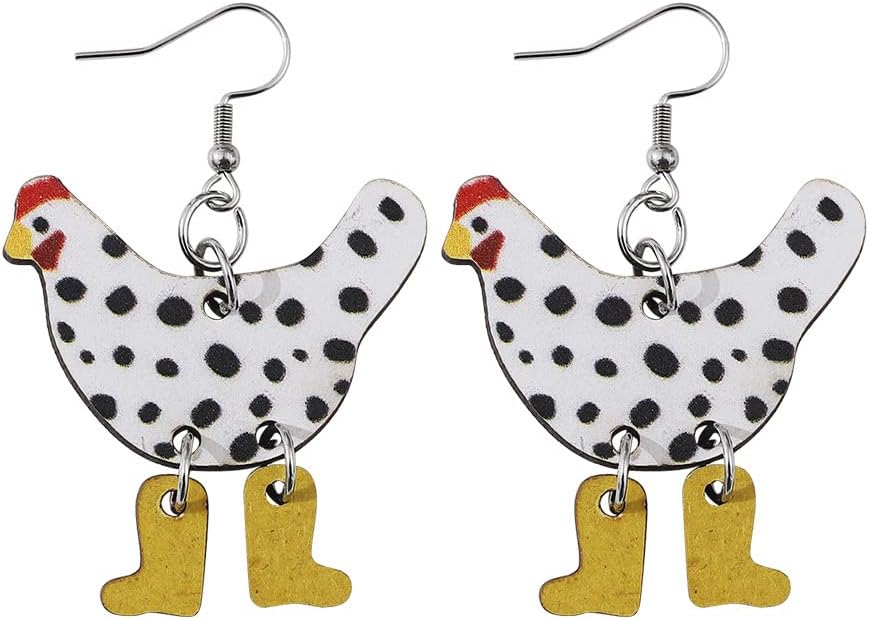 Cute Animal Drop Earrings - Colorful Chicken Duck Dinosaur Acrylic Dangle Earrings For Women