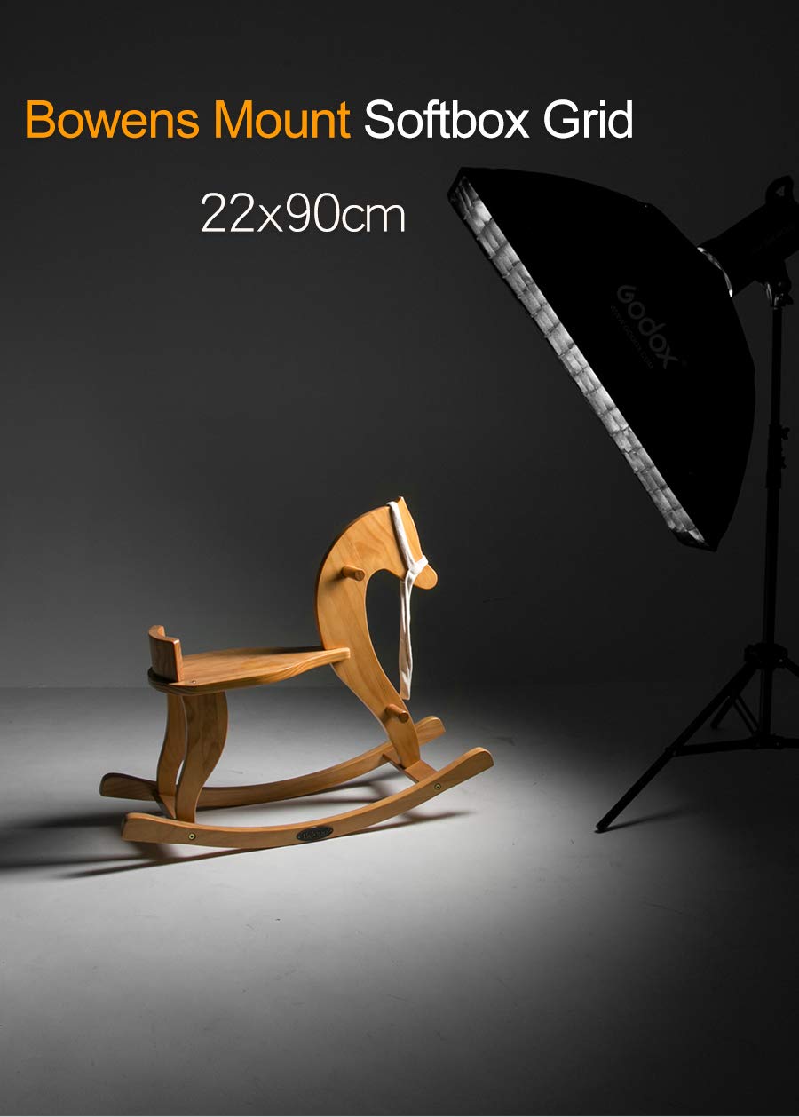 Godox Lichtleiste mit Wabengitter für Softbox Bowens-Halterung, kompatibel mit Godox S-Type Studioblitzleuchten (2pcs FW22x90cm)