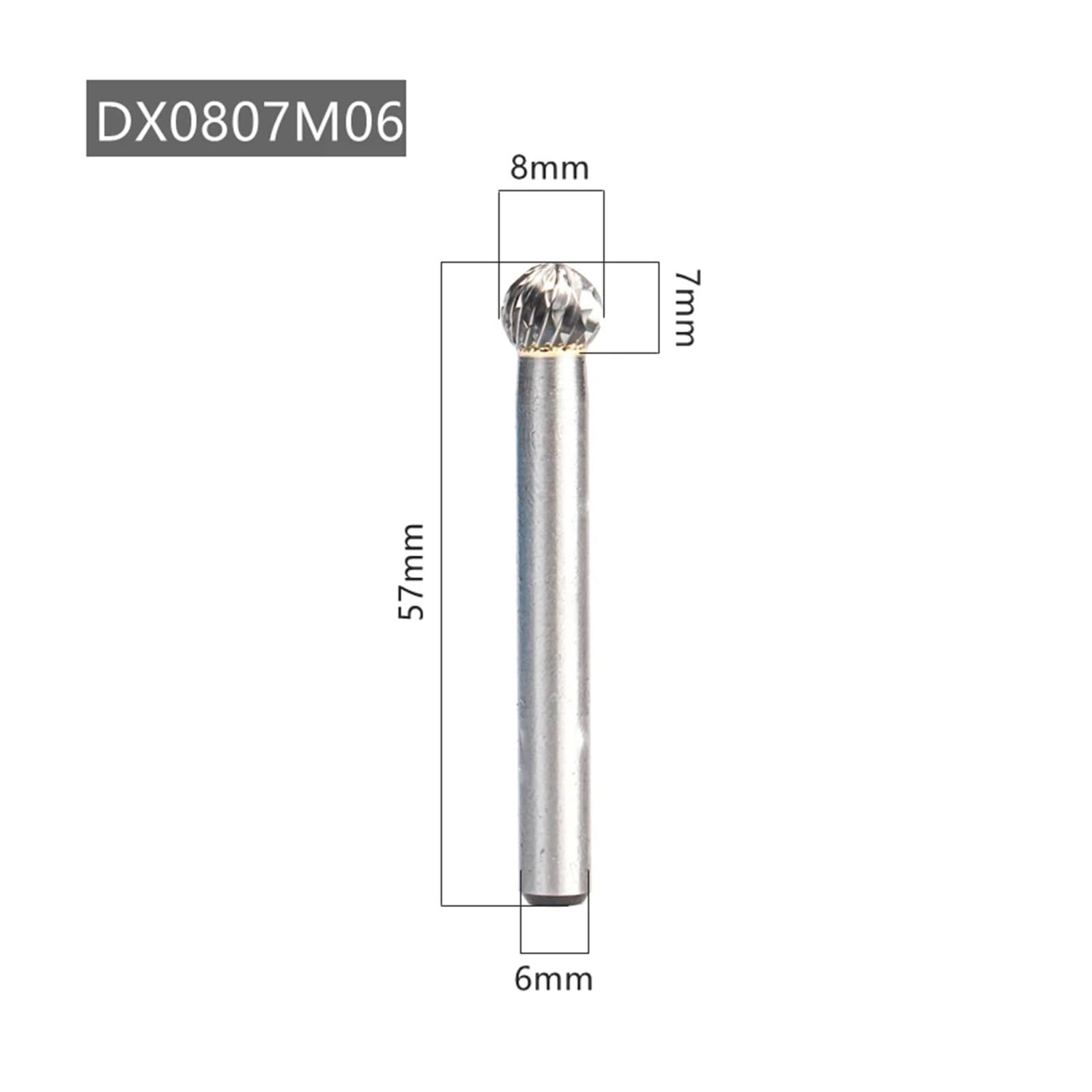 brocas para clavos, Fresa de Metal duro con cabezal molienda for tallado acero tungsteno, Lima rotativa aleación cobre(DX0807M06)