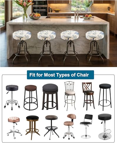 Image of CRFATOP 2 Pack Waterproof Bar Stool Covers Round Seat Slipcover,M,13 | 12-15 In Stretch Counter Cushion Protector, Washable, Pet Friendly, for Bar Kitchen Living Room Decor, No Cushion or Pad